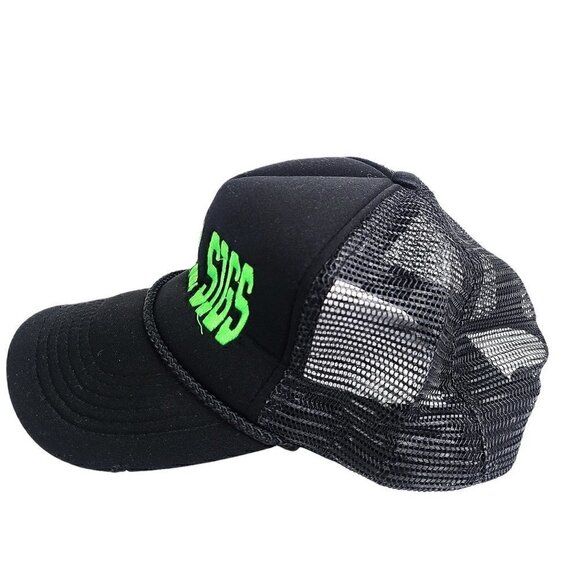 Alpha Sig Black Neon Green Embroidered Mesh Snapback Hat Cap - Picture 3 of 6